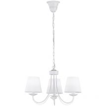 Iperbriko - Lampadario Bianco Contemporaneo Metallo 3 Paralumi Tessuto Cortez Trio Lighting