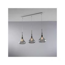 Binario in ferro con vetri grigio pyrex 3 luci Nemesi