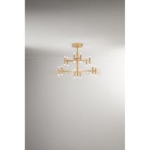 Lampadario Candles A Soffitto In Metallo E Alluminio Oro Spazzolato D.70cm A Led 68w 4690lm 3000k Con Diffusori Acrilico Satinato