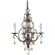 Lampadario Contemporaneo Chateau Acciaio Bronzo Moka Cristallo 4 Luci E14