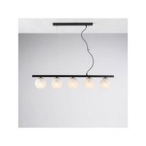 Sospensione in ferro laccato nero e bronzato 5 luci Adrian