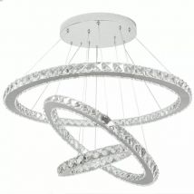 Maka - Lampadario a Sospensione Moderno led con 3 Cerchi in Cristallo, Design Elegante e Raffinato, Illuminazione a Risparmio Energetico per Salotto,
