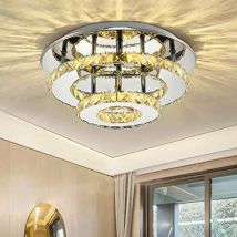 Lampadario Cristallo Moderno, 36W Plafoniera Cristallo, Lampada Da Soffitto in Acciaio Inossidabile Diametro 30cm 3000-4000k Luce Bianca Calda