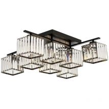 Lampadario Da Soffitto 8 Cubi In Vetro Portalampadina E27 Metallo Nero Moderno