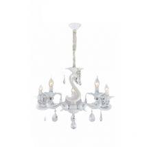 Lampadario da soffitto a 5 bracci con pendenti in acrilico lampada sospesa retrò classico attacco e14 Bianco