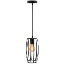 Lampadario da soffitto pendente a sospensione di forma ovale nero o bianco portalampada con attacco e27 Nero