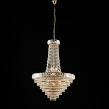 Bonetti Illumina - Lampadario in ferro e ottone dorato con strass 11 luci H.92 - max 152 - Ø62