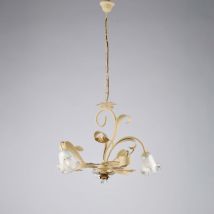 Bonetti Illumina - Lampadario in ferro laccato avorio decape 3 luci H.44 - max 104 - Ø59