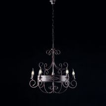 Lampadario in ferro laccato nero e ruggine 5 luci Baltimora