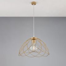 Belight - Lampadario in ferro laccato oro con decorazione oro antico con cavo elettrico regolabile 1 luce H.32 - max 132 - Ø45