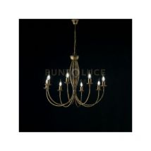 Lampadario in ferro laccato marrone con decorazione oro 8 luci Marrone Oro Botte