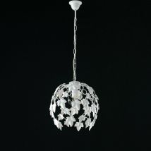 Webmarketpoint - Lampadario in ferro shabby Bianco strass una luce 30x h37 cm edera