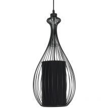 Lampadario in filo di acciaio nero con paralume cm Ø.24 H.56