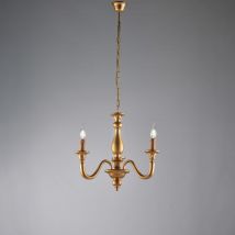 Lucca - Kronleuchter aus antikgoldenem Holz mit 3 Lichtern 108 - Ø41 - BL271-3-OR - Bonetti Illumina