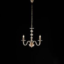 Bonetti Illumina - Lampadario in oro con vetro trasparente e strass 3 luci H.49 - max 109 - Ø43