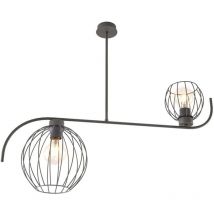 Lampadario Industrial 2 Luci Echo In Acciaio Nero Paralumi a Gabbia