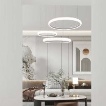 Lampadario Led 60 watt lampada a sospensione bianca 3 anelli con cristalli in acrilico luce naturale 4000k