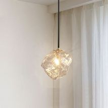 Wottes - Lampadario Moderne Lampada a Sospensione di Vetro Creative Plafoniera Regolabile 3000K - Ø15CM Trasparente