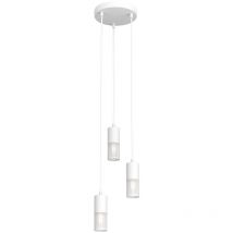 Lampadario Moderno 3 Luci Melt Cilindri Con Rete In Acciaio Bianco