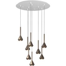 Lampadario Moderno Aygo Metallo Bianco Bronzo 8 Luci Gu10
