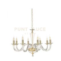 Lampadario Ravel 8 Luci Attacco E14 Cristallo E Oro D.82cm
