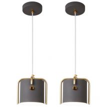 Lampadario a Sospensione Vintage Industrial Lampada da Soffitto Metallo Plafoniera Regolabile Grigio 2 Pezzi