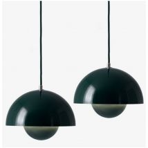 Wottes - Lampadario a Sospensione Moderna Lampada a Sospensione Semplice Regolabile Lampada a Soffitto Metallo Verde Scuro 2 Pezzi