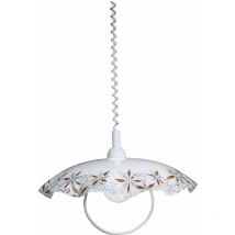 Saliscendi D45 1xE27 Montatura Bianca Vetro Lastra Bianco e Energy Brigitta