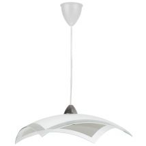 Lampada a sospensione elisa 1XE27 montatura cromo vetro lastra bi+trasparente Ø40-H.18-L.100 cm