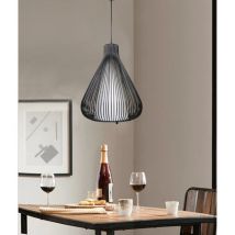 Lampadario sospensione goccia gabbia metallo E27 pendente moderno nero bianco Nero