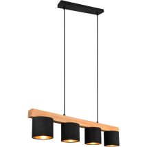 Lampadario Lineare Legno 4 Paralumi Nero Cameron Trio Lighting