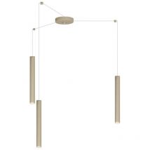 Lampadario top light round tube 1174 s3 gu10 led cilindro metallo moderno, finitura metallo sabbia