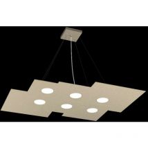 Lampadario moderno top light plate 1129 s6 r+2 gx53 led metallo biemissione sospensione, finitura metallo sabbia