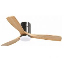 M Ledme - Ventilatore da soffitto Led Energy Nichel con luce e telecomando, basso consumo, motore dc, 6 velocità, silenzioso, 4 pale a discesa