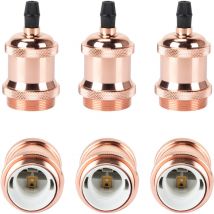 6Pcs E27 Vintage Porta Lampada Edison Retrò Lampada Base Camera da Letto Soggiorno D'oro Rosa