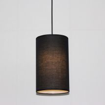 Lampadario a Sospensione Tessuto Moderno Lampada a Sospensione Paralume Tessuto Nero Cavo Regolabile