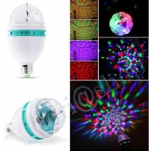Lampadina 3 Led Sfera Rgb Multicolore . Faro Lampada Rotante Automatica 3w E27
