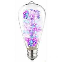 Lampadina led 3W luce multicolor attacco E27 pera vintage ST64 stella luminosa