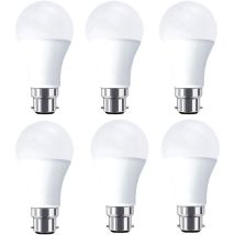 Lampadina Led B22 Da 10 W (equivalente A 80 W) 1000 Lm, Bianco Freddo 6000 K, Confezione Da 6 [classe Energetica A+]
