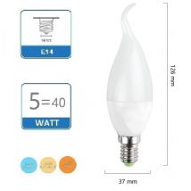 Lampadina led candela E14 5W fiamma opaco soffio di vento luce 6500k 4000k 3000k calda 3000k