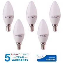 Lampadina led E14 candela 7W 45W fredda 6400K V-tac samsung 5 pezzi