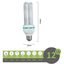 Lampadina led E27 12w 3U luce tubolare tubo attacco grande lineare bianca fredda naturale calda Naturale 4000k