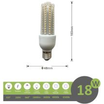 Lampadina led E27 18w 4U luce tubolare tubo attacco grande lineare bianca fredda naturale calda Bianco freddo