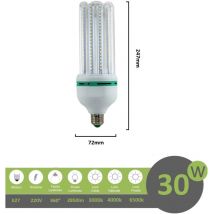 Lampadina led E27 30w 4U luce tubolare tubo attacco grande lineare bianca fredda naturale calda Bianco freddo