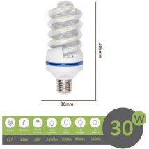 Lampadina led E27 30w tortiglione vortice luce spirale attacco grande bianca fredda naturale calda Naturale 4000k