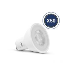 Lampadina led Spot GU10 7W - 3000K Bianco Caldo - Dimmerabile - Angolo 38° - Confezione da 50