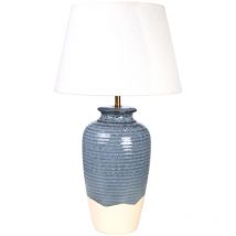 Lampara Ceramica Azul/Beige C/Pantalla