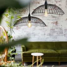 Axhup - Lámpara Colgante 2 Piezas, Vintage Lámpara de Techo con Ø50cm Posee Jaula de Metal, Industrial Estilo Iluminación Decor Art Luz E27 para