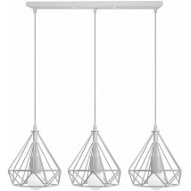 Axhup - Lámpara Colgante, 3 Luces Vintage Lámparas de Techo con Ø20cm Jaula, Industriale Luminaria de Techo Diamante E27 para Dormitorio Salon Cocina