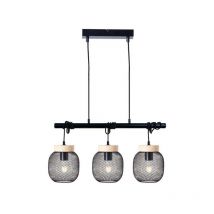 Lámpara colgante 3xE27 máx 60W metal negro y madera brillante Giada Brilliant